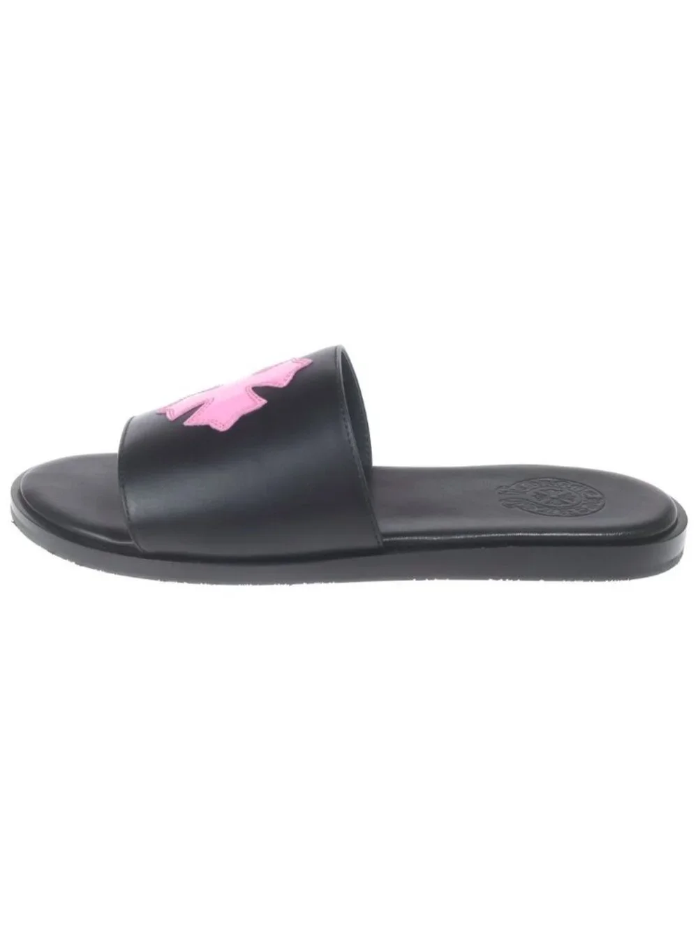 Chrome Hearts CH Slide Leather CH Plus Patch Sandals Black Pink